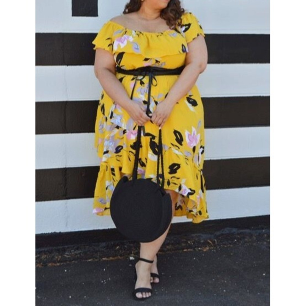 Lane Bryant Off Shoulder Ruffle Midi Dress Plus Size 22/24 Wedding Bridal Shower - Picture 10 of 15